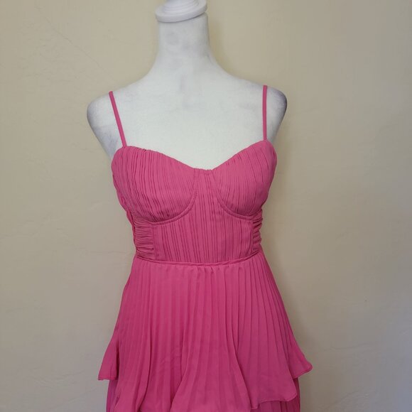 Lulus Cascading Crush Hot Pink Tiered Bustier Midi, #1884956, Size XS, $63 - Picture 5 of 8